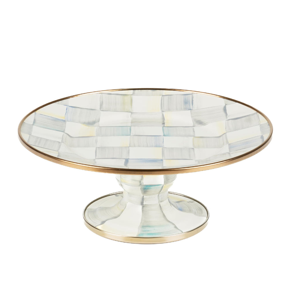 MACKENZIE-CHILDS Pedestal Platter, Small, Black-and-White Courtly Check