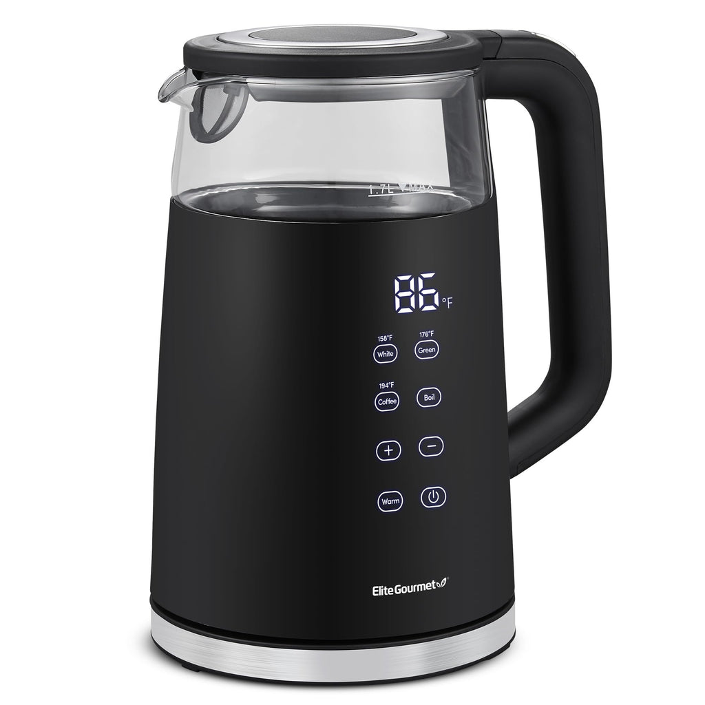 Elite Gourmet Dual-Voltage Travel Kettle, 0.6L Stainless Steel, Black