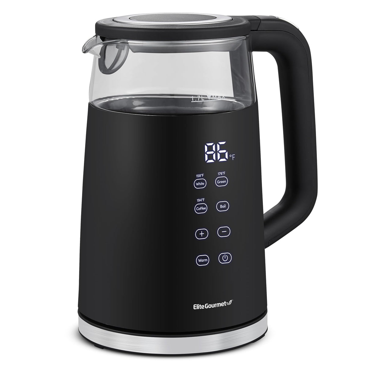 Elite Gourmet Dual-Voltage Travel Kettle, 0.6L Stainless Steel, Black