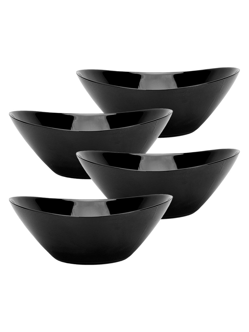 LaGlint 12 OZ Ice Cream Bowl Set of 6, 6 Inch Black Opal Glass