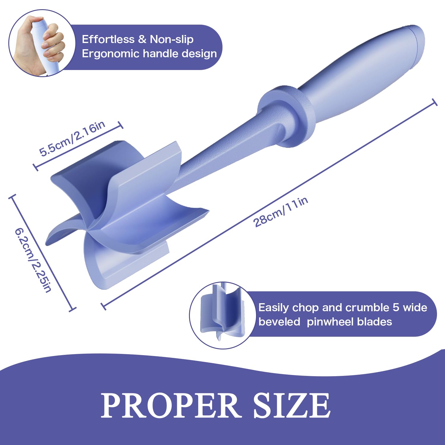 2 Pack Meat Chopper Ground Beef Masher Tool for Hamburger