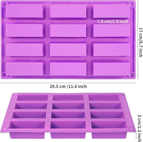 2 Pack Granola Bar Mold Silicone Mold,12 Cavity Rectangle Energy Bar Mold