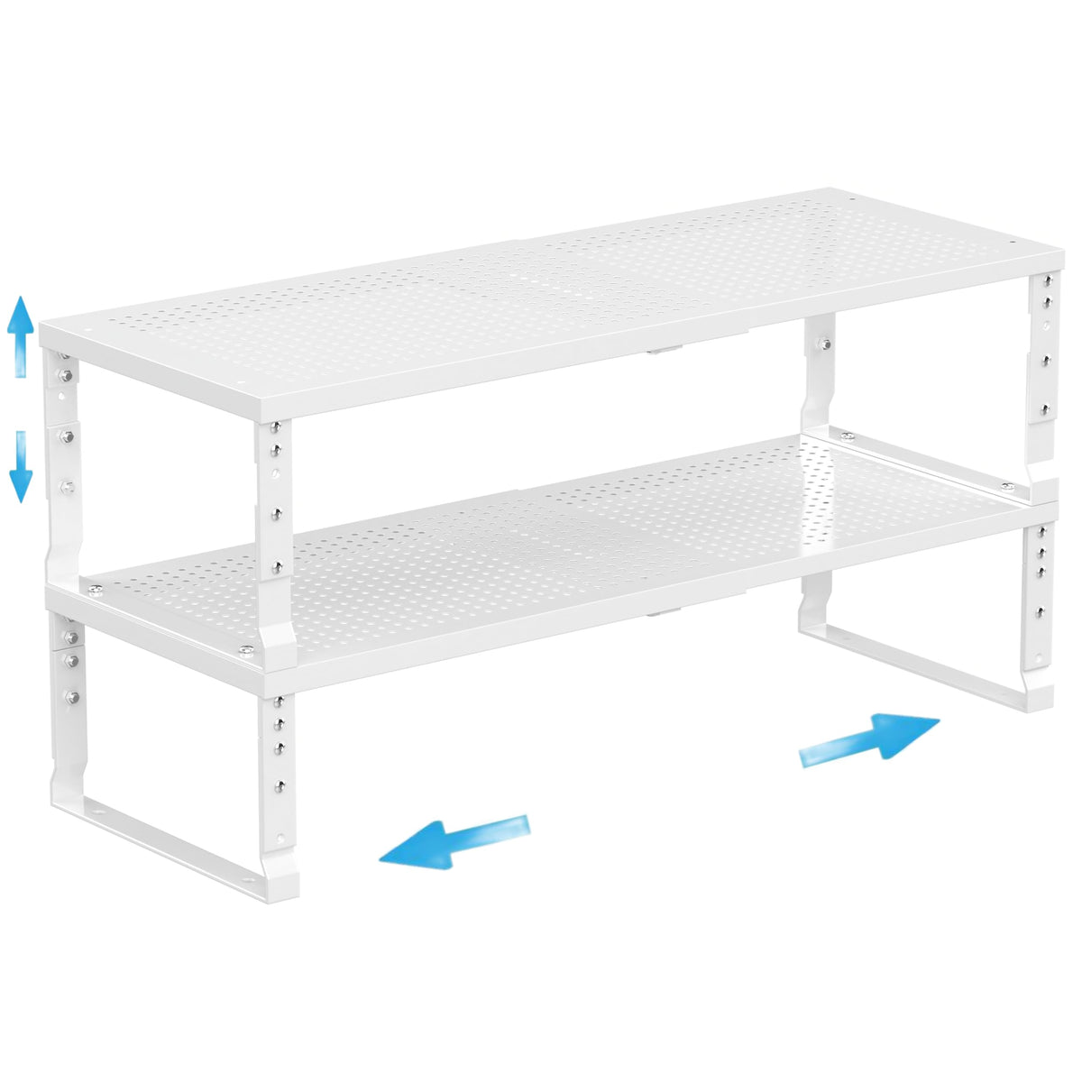 Wobmmi Expandable Spice Rack Kitchen Cabinet Shelf Organizer, Stackable Storage Shelves Racks, Adjustable Counter Shelving for Cabinets, Countertop, Cupboard,Pantry and More(3Packs/White/Medium)