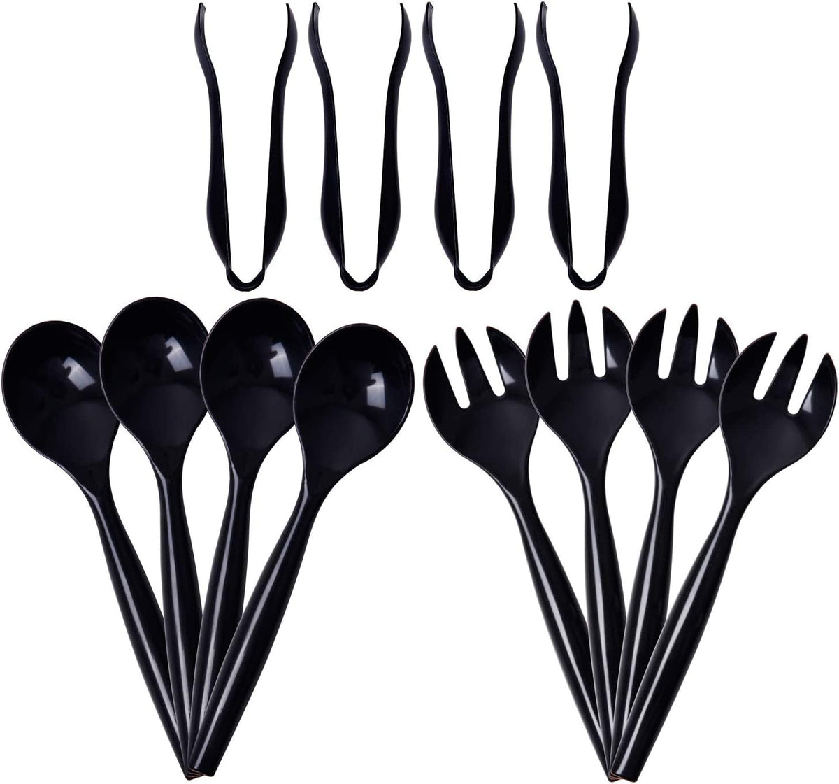 Supernal 72pcs Gold Glitter Plastic Serving Utensils Set for Party &Buffet