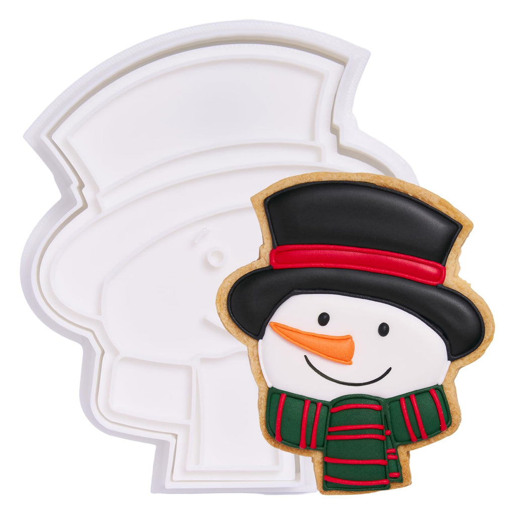 Flycalf Christmas Cookie Cutters Nutcracker Shapes with 3D Stamper Fall Holiday PLA Baking Accessories Cutter Molds Gifts for Kids Decorative Party 3.5" Kitchen Cake Supplies