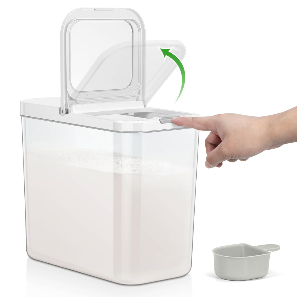 TBMAXS Airtight Rice Container 20 Lbs, Clear PET Plastic Food Storage Container Bin For Flour Sugar, Dry Food Holder with Easy Locking Lid for Kitchen Pantry Organization and Storage