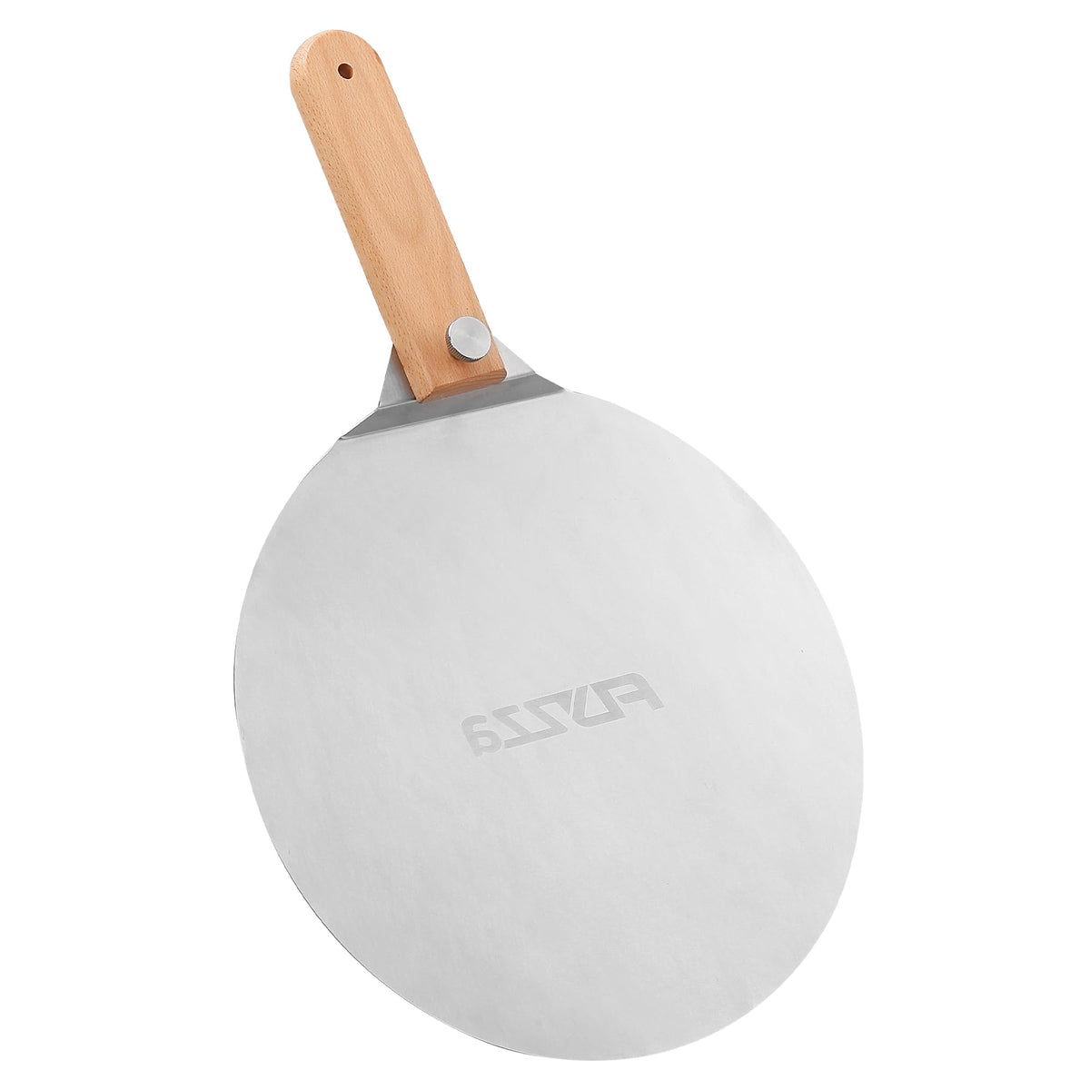 FLYZZA 12 inch Stainless Pizza Peel for Large Oven, Pizza Spatula with Foldable Wood Handle for Indoor & Outdoor Pizza Oven Baking, Turing Peel for Pizza, Dough, Bread Pastry