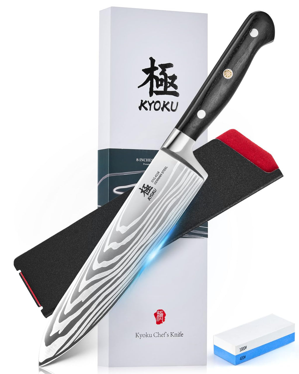 KYOKU 8" Chef Knife - Japanese High Carbon Steel Meat Vegetable Knife