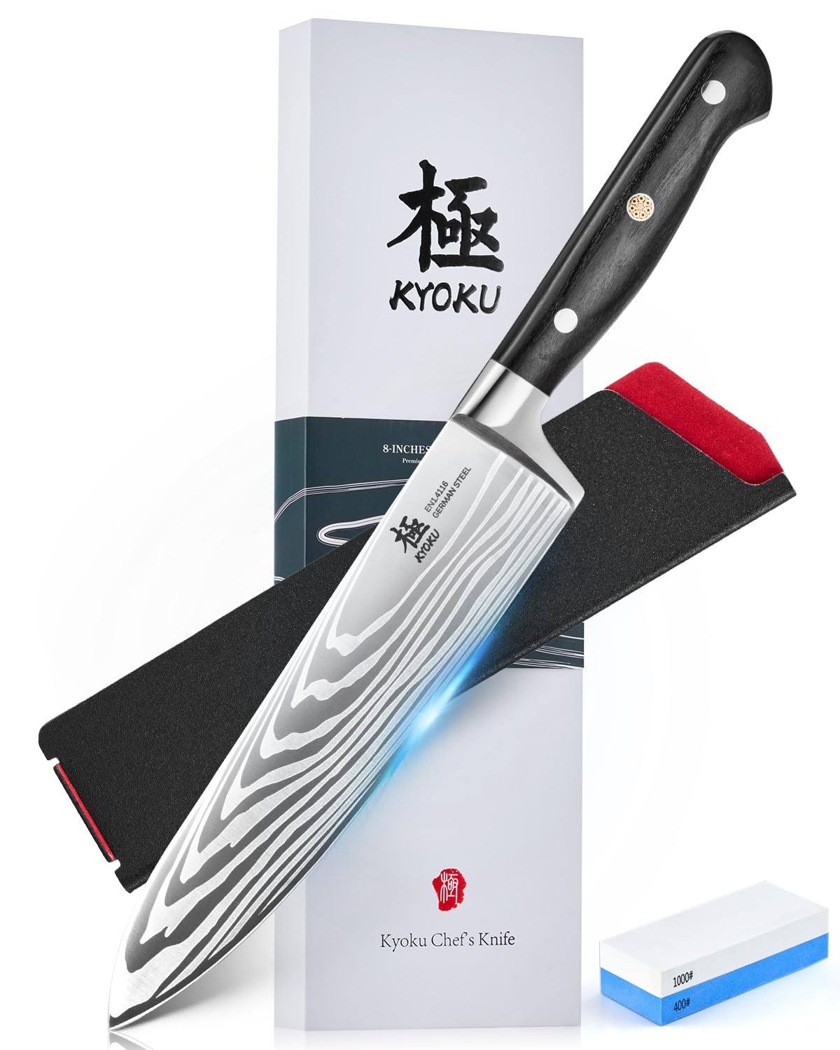 KYOKU 8" Chef Knife - Japanese High Carbon Steel Meat Vegetable Knife