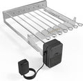 only fire Stainless Steel Electric Skewer Turner, Rotated Grilling Rack Shish Kabob Set with 7 Skewers and Dual-Purpose Rotisserie Motor
