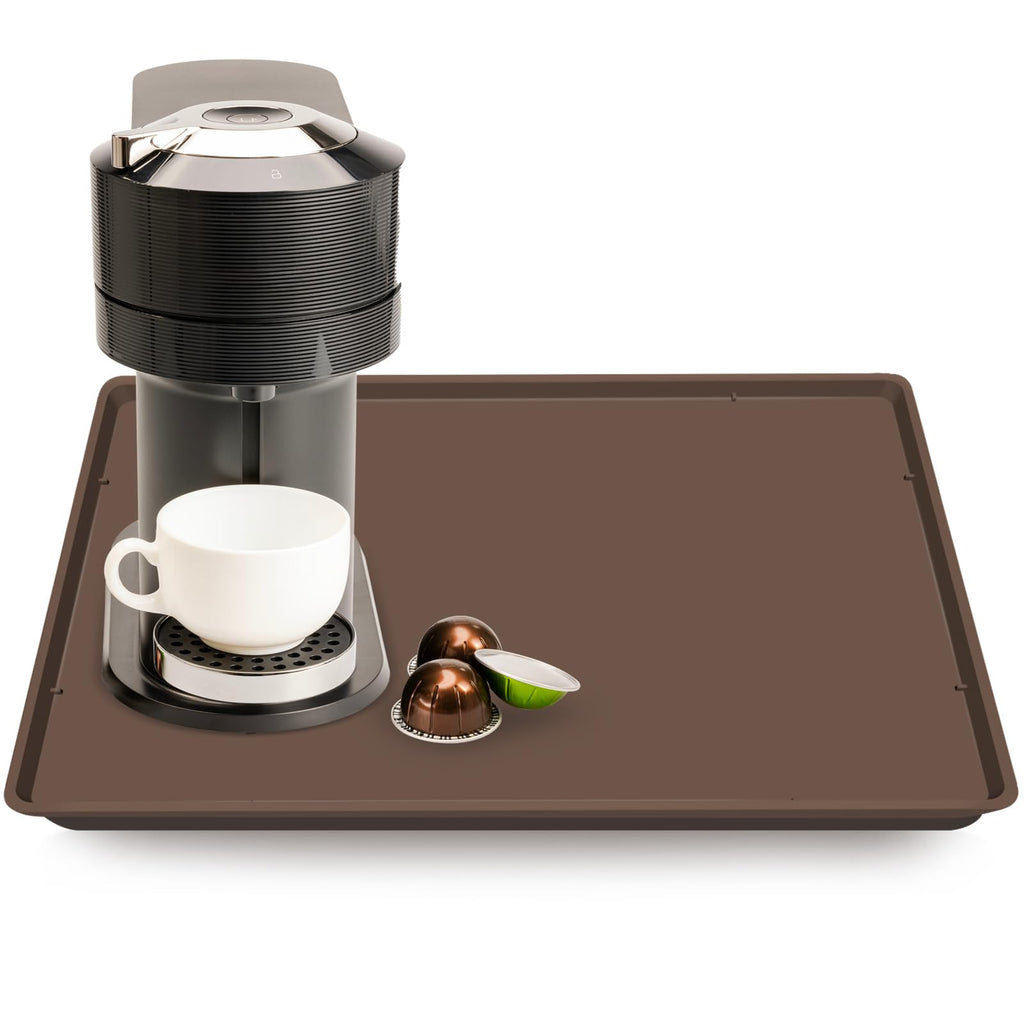 Silicone Coffee Maker Mat with Lip for Countertops 17.4''x10.6''Translucent