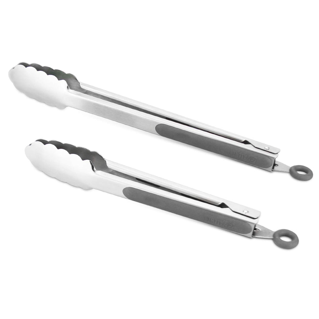 304 Stainless Steel Kitchen Cooking Tongs, 14 & 16", Set of 2, Aqua Sky