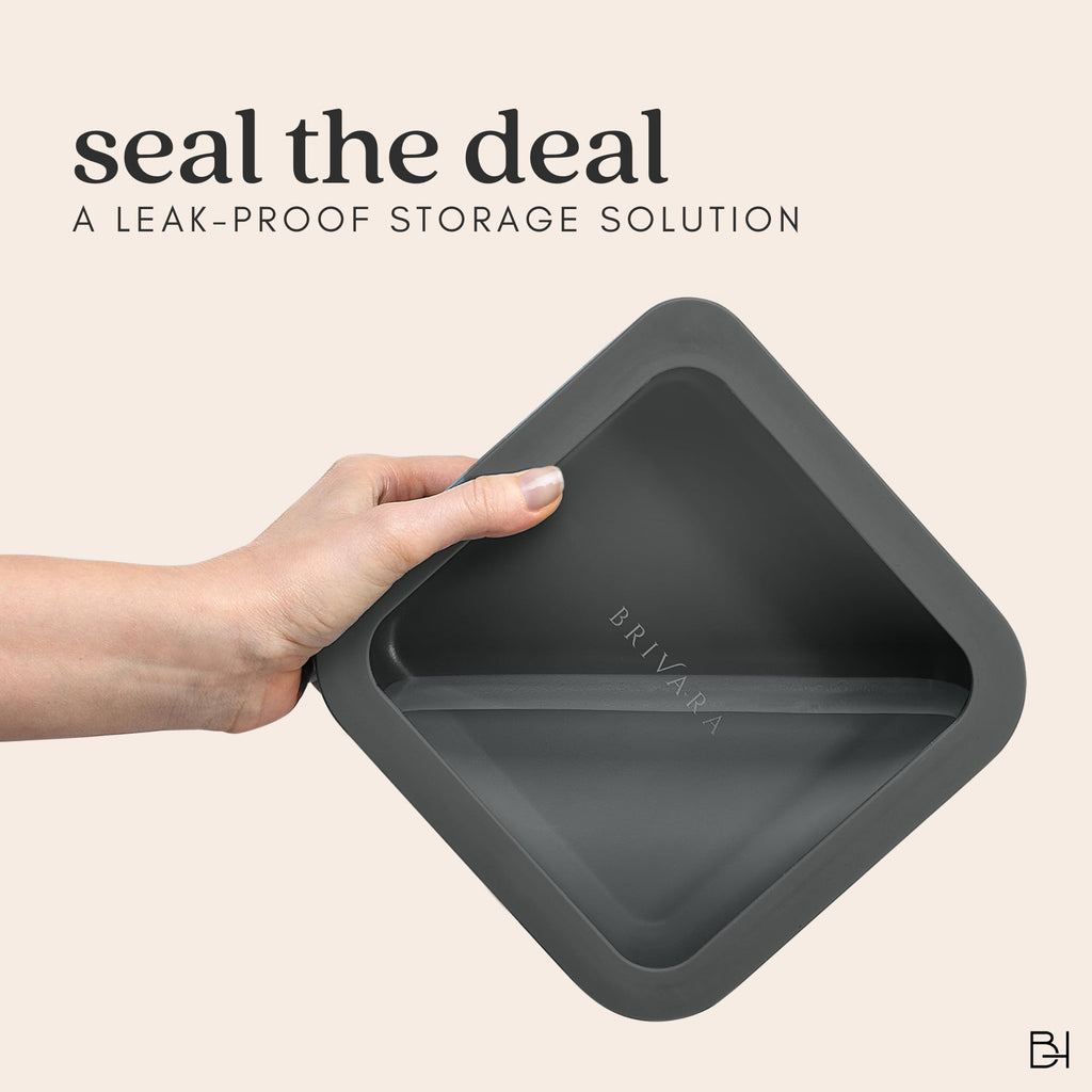 BRIVARA HOME 12-Piece Glass Meal Prep Containers Set with Lids (6 Containers + 6 Lids) | Microwave-Safe Airtight Seal, Oven-Safe Ceramic-Coated Glass | Zero Plastic, No PFAS/PFOA/BPA [Onyx]