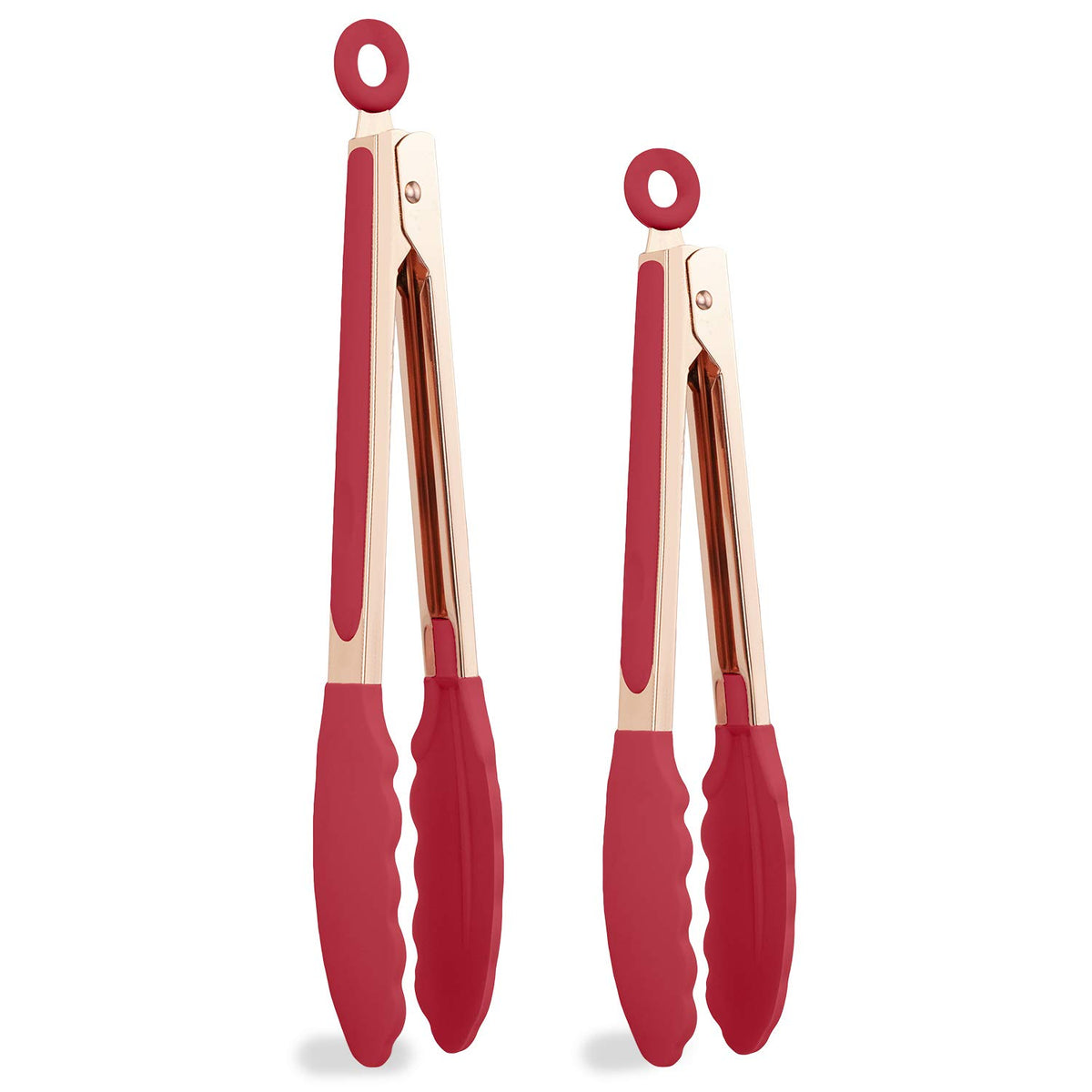 COOK WITH COLOR Stainless Steel Silicone Tipped Kitchen & BBQ Tongs Set, 2 Pc Tongs, Green