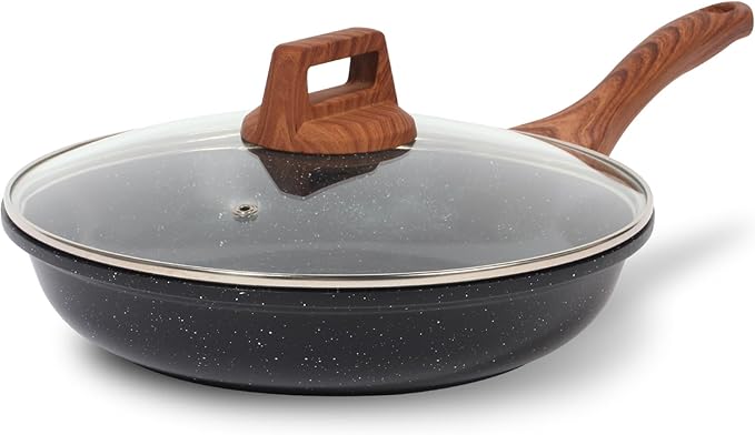 ESLITE LIFE Nonstick Ceramic Frying Pan Skillet with Lid, Non-Toxic Egg Omelette Kitchen Cooking Pans Compatible with All Stovetops (Gas, Electric & Induction)