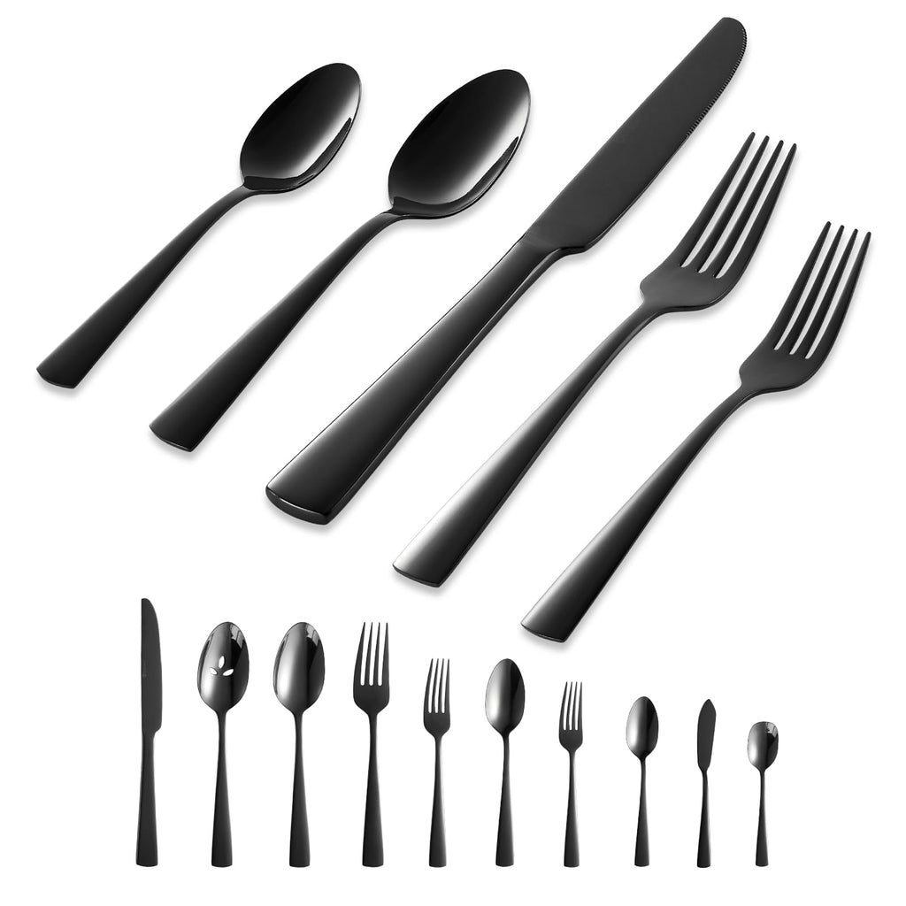 65 Piece Silverware Flatware Cutlery Set, Stainless Steel Fork Spoon Knife Sets for 12, Dishwasher Safe,Ergonomic Design Size and Weight