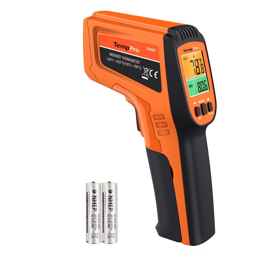 TempPro TempScan Infrared Thermometer Gun for Pizza Oven Griddle HVAC