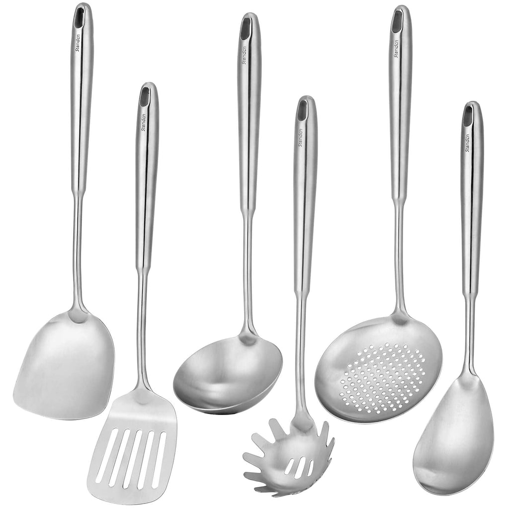 6 PCS All Metal Cooking Utensils Set - 18/10 Stainless Steel Kitchen Tools