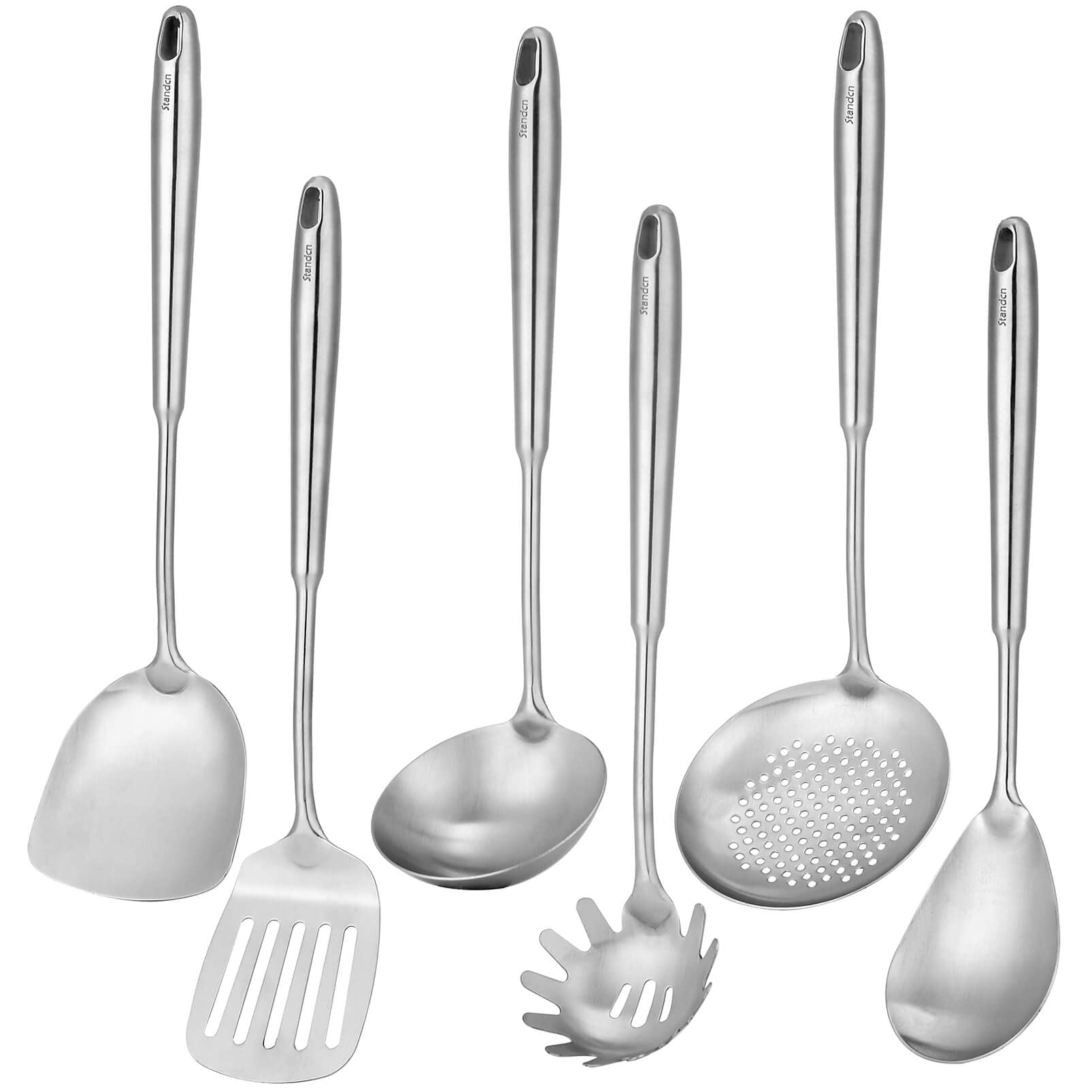 6 PCS All Metal Cooking Utensils Set - 18/10 Stainless Steel Kitchen Tools