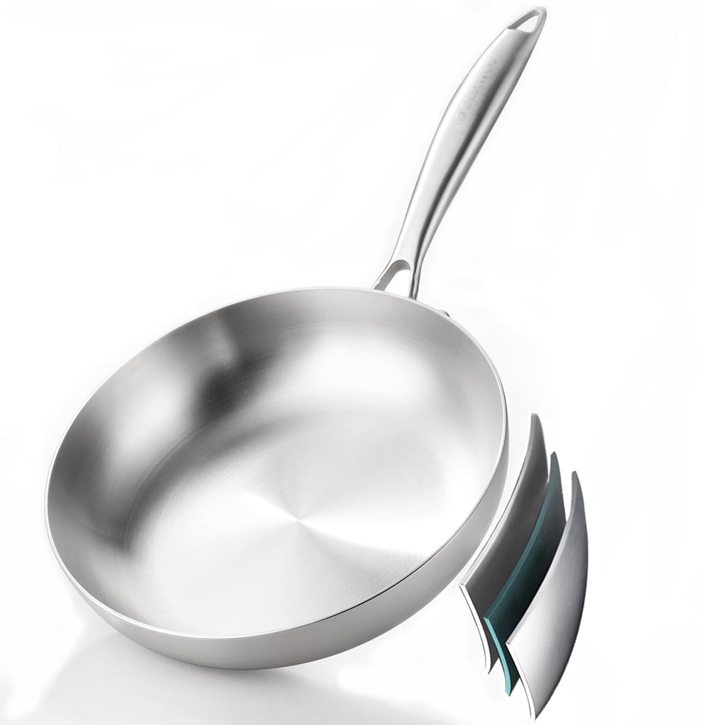 DELARLO Tri-Ply Stainless Steel Frying Pan 8" kitchen skillet
