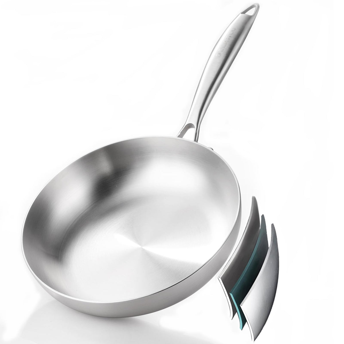 DELARLO Tri-Ply Stainless Steel Frying Pan 8" kitchen skillet