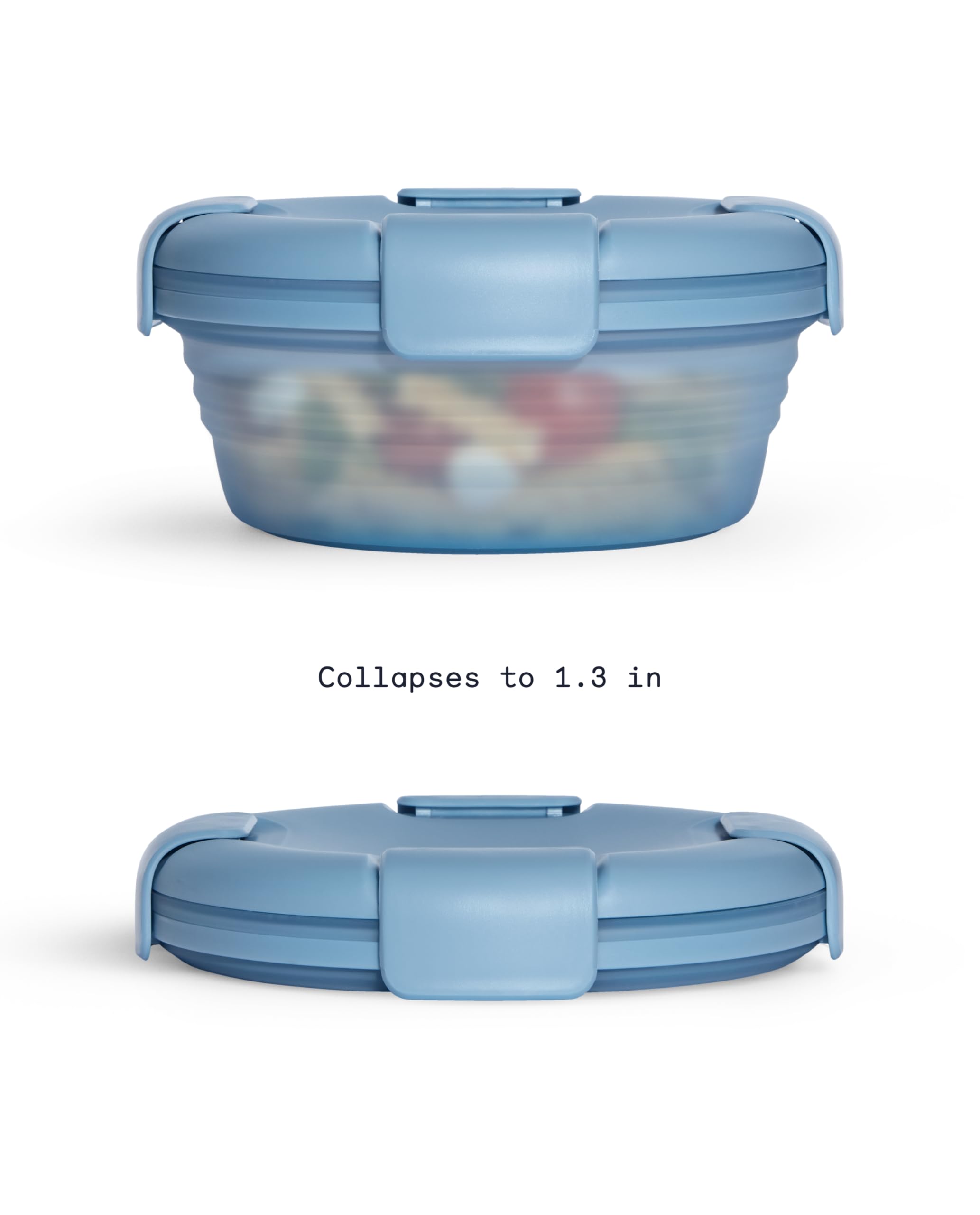 STOJO Collapsible Bowl - Translucent 36oz - Reusable Silicone Bowl (Translucent Steel Blue)