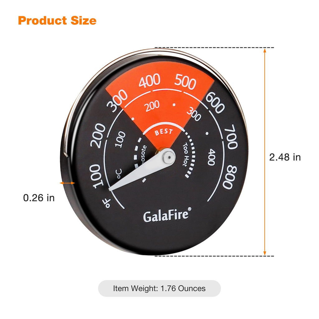 GALAFIRE 2PCS Wood Stove Thermometer Magnetic for Wood Burning Stove Burn Indicator for Gas Stoves Pellet Stove