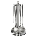 MAXCOOK Stainless Steel Cooking Utensils set, 18/8 Stainless Steel Kitchen Utensils set, 7 Pieces Cookware Set with Rotating Holder, Heat Resistant Stainless Steel Cooking Spoon(Dishwasher Safe)