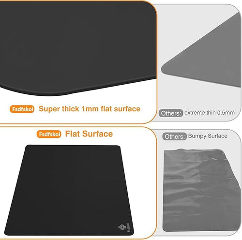 35.5" x 23.6" Extra Large Silicone Mat, Silicone Craft Mat for Placemat Baking Painting Clay Art and More (Black)