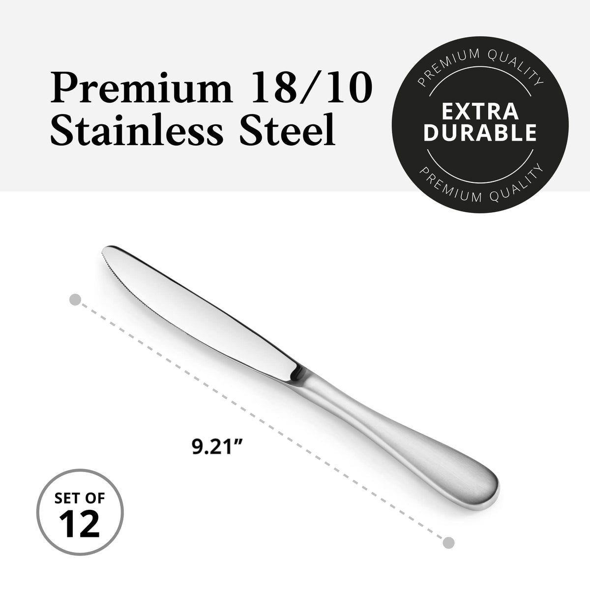 Artaste Rain 18/10 Stainless Steel Dinner Knife, 9.15-Inch, Set of 12