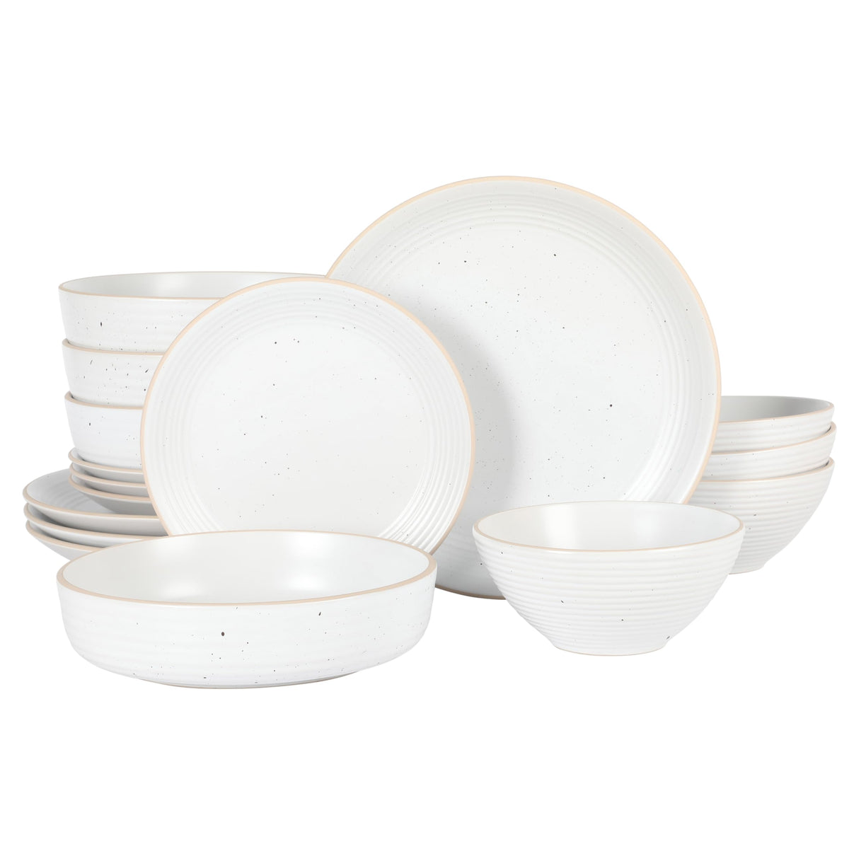 Gibson Home Hazeltine 16-Piece Green Stoneware Dinnerware Set – Plates and Bowls, Durable Ceramic Kitchen Dinner Set