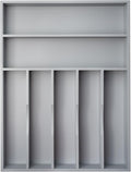 Silverware Organizer 13 Inch Gray Bamboo Kitchen Drawer Organizer 7 Slots Utensil Organizer Silverware Holder Cutlery Organizer Flatware Tray (Large)