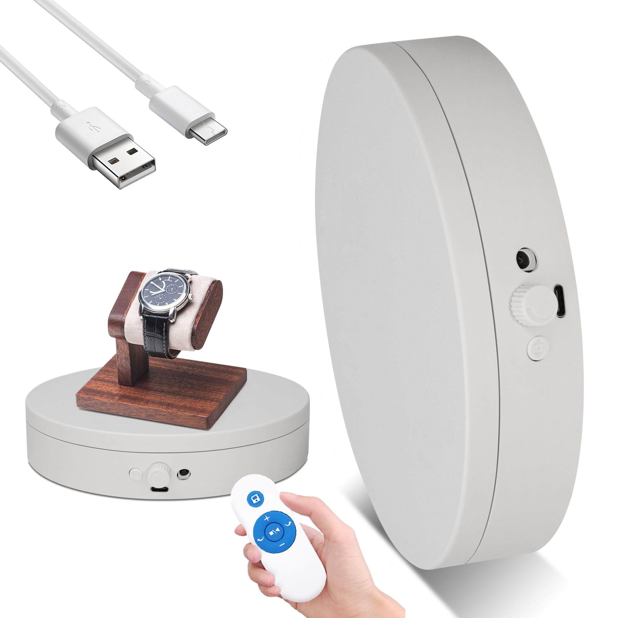 ComXim Knob Speed Adjustment Remote Control Motorized Rotating Display Stand 3d scanner Electric Turntable rotating platform for Photography Products Shows,Jewelry,Watch,3D Models,Cake Support AAA