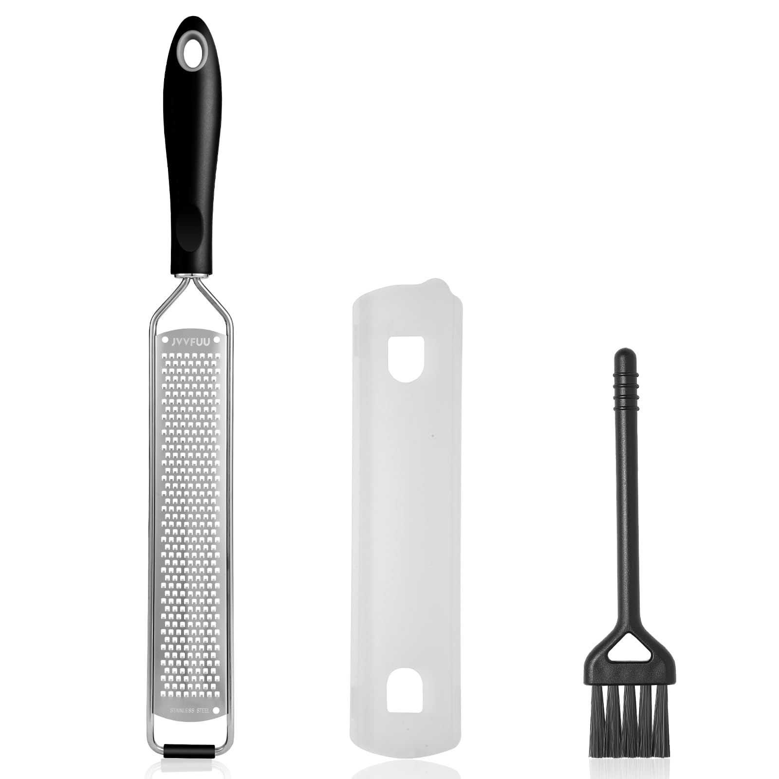 JVVFUU Premium Lemon Zester & Cheese Grater,Stainless Steel (Black)