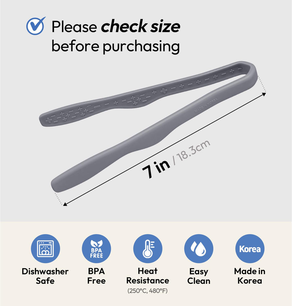 carrotez 2 Pack Mini Silicone Toaster Tongs, Anti-Slip,Non-Scratch mini tongs 7inch silicone tongs - Modern Grey