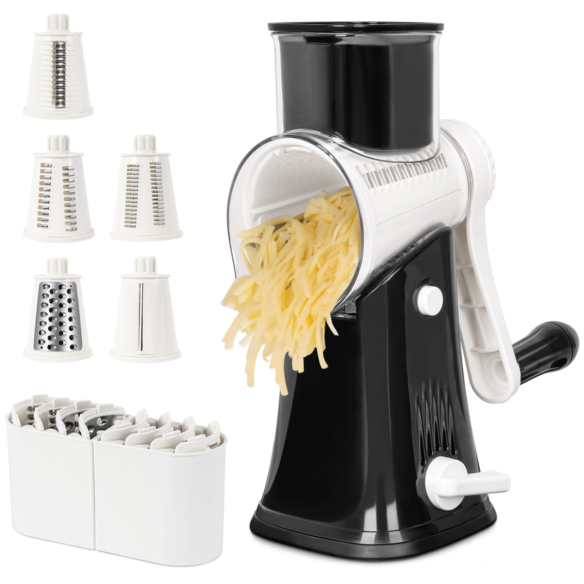 X Home Rotary Cheese Grater for Kitchen, Black