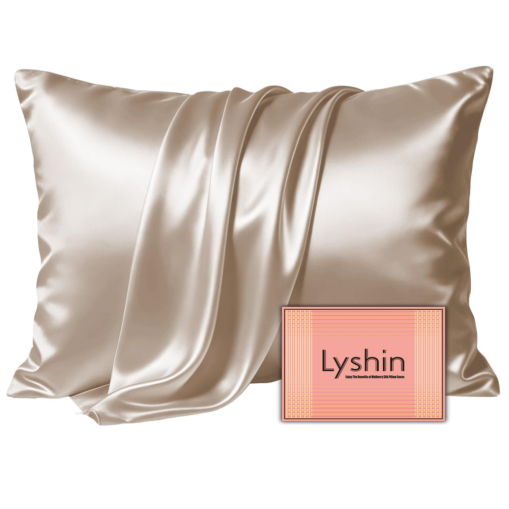 LYSHIN Black Silk Pillowcase Queen Size with Hidden Zipper