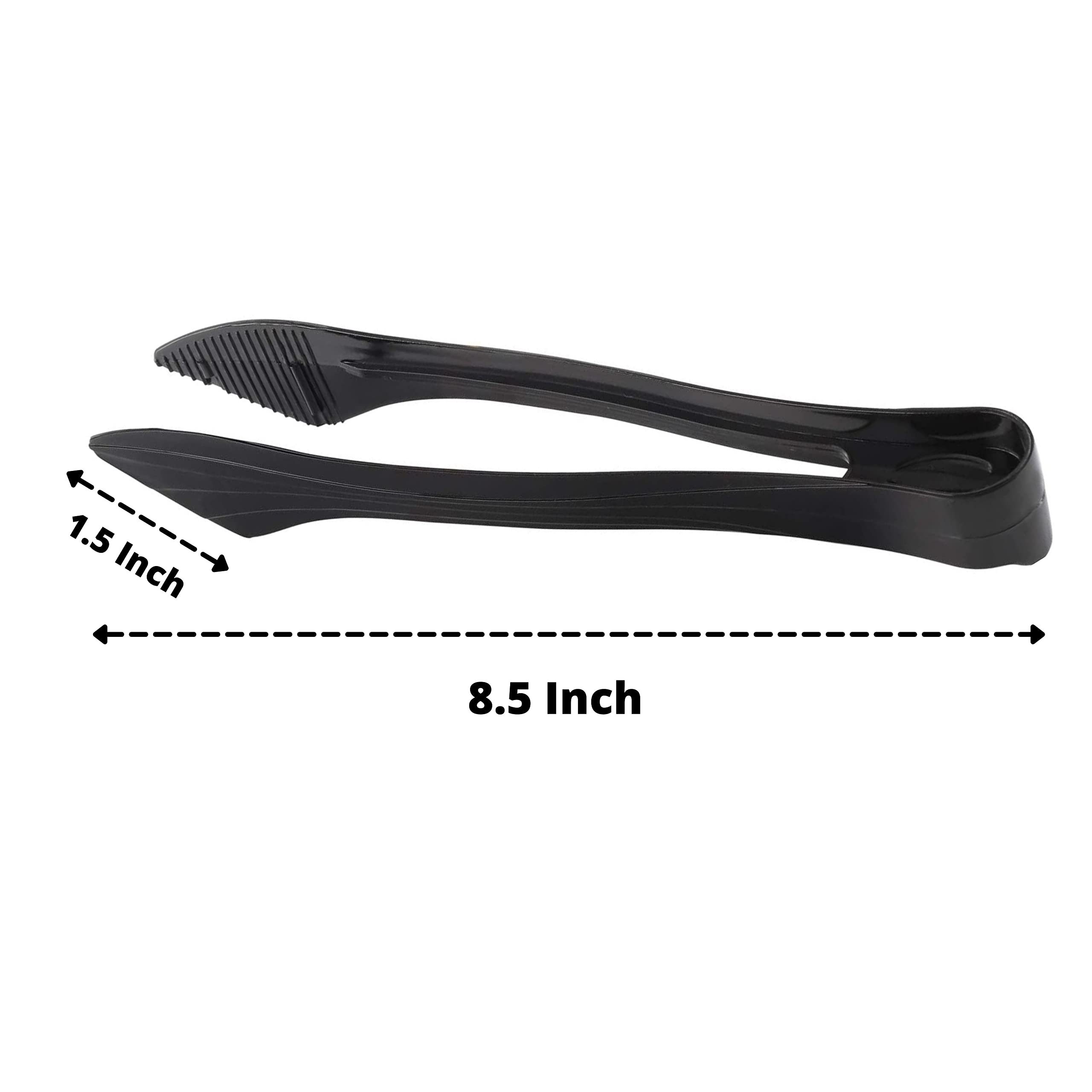 PARTY BARGAINS 8.5″ Black Plastic Serving Tongs 6-Pack – Heavy-Duty Disposable & Reusable Kitchen Tongs for Parties BBQ Buffet Salad Appetizers Catering