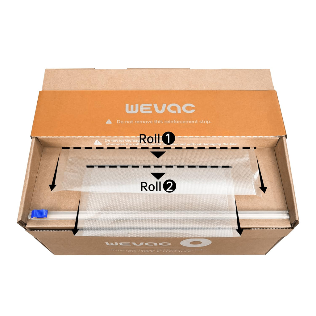 Wevac Vacuum Sealer Bags for Food, 8"x100' & 11"x100' Rolls with Cutter Box