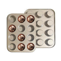 YUNYDSM 2 Pack Muffin Pan for Baking, Standard Nonstick Cupcake Baking Pan Set, 12 Cup Golden Muffin Pan, Cupcake Pans for Baking, Carbon Steel Baking Supplies