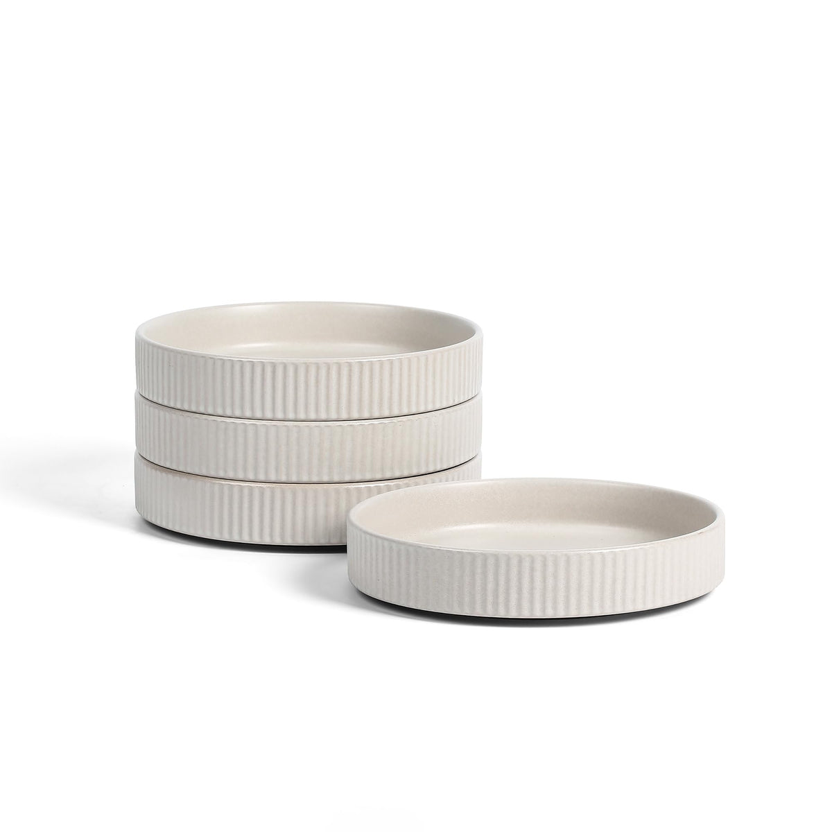 Stone Lain Haven Stoneware 32-Piece Dinnerware Set, Plates and Bowls Sets for 8, Grey Dish Set, Includes Dinner and Salad Plates, Cereal Bowls, Glassware, Microwave & Dishwasher Safe