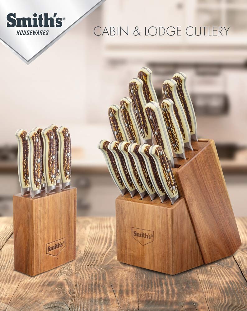 Smith's 51032 Cabin & Lodge Cutlery Block Set (14-Piece), One Size, Gray