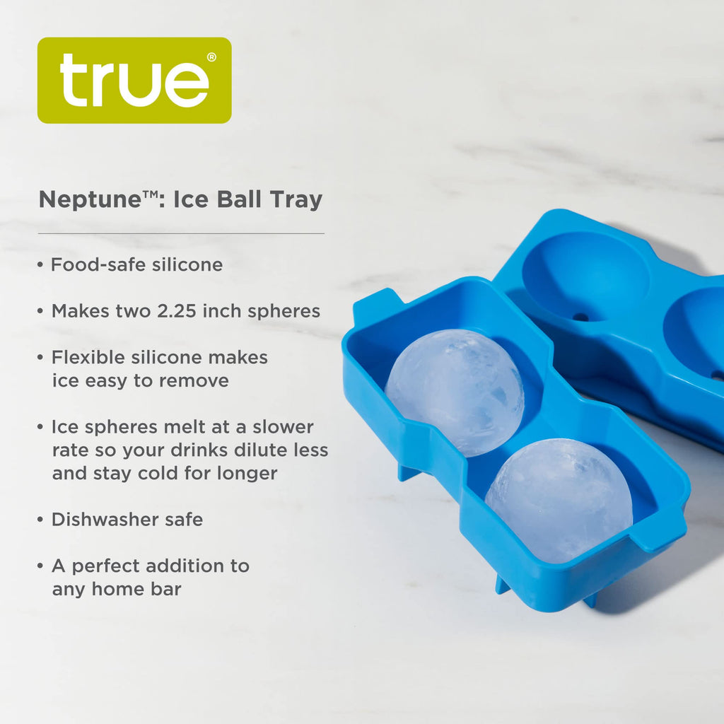 True Sphere Ice Tray, Silicone Mold for 2.25 Inch Extra Large Ice Balls, Easy to Release, Perfect for Whiskey, Bourbon, Cocktails, Mixed Drinks, Bar Cart Accessories, Home Bar Gifts, Set of 1, Blue