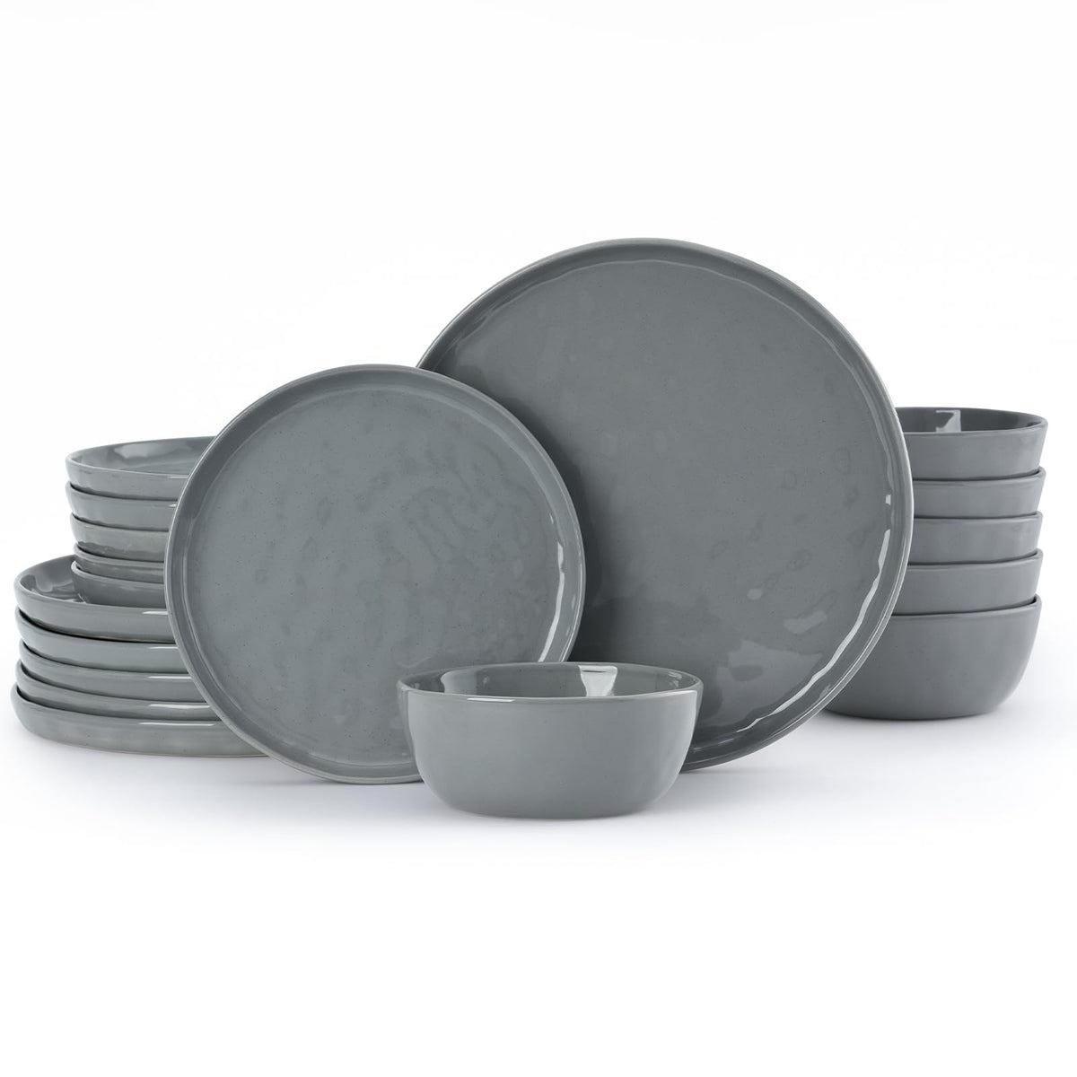 Famiware Mars Stoneware Dinnerware Set for 8, White