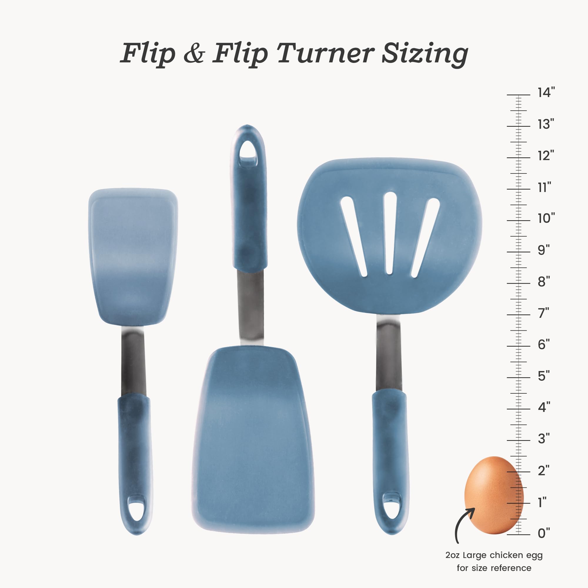 Starpack 'Flex & Flip' Flexible Silicone Turner Spatula Set (3 Pcs) - High Heat Resistant Spatulas for Cooking Egg 600°F - Silicone Pancake Turner Spatula, LFGB Grade Non Stick Rubber Kitchen Utensils