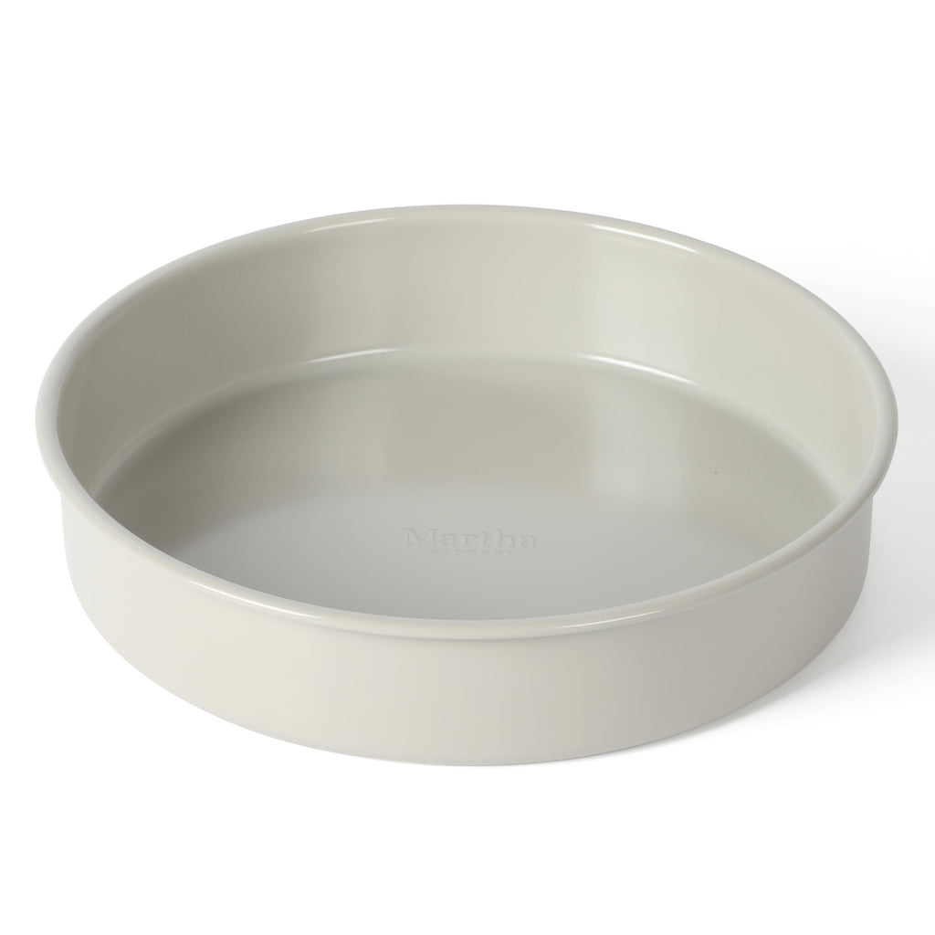 Martha Stewart Gallen 8 Inch Round Nonstick Carbon Steel Cake and Bake Pan – Cool Grey, Durable Bakeware for Even Baking and Easy Release