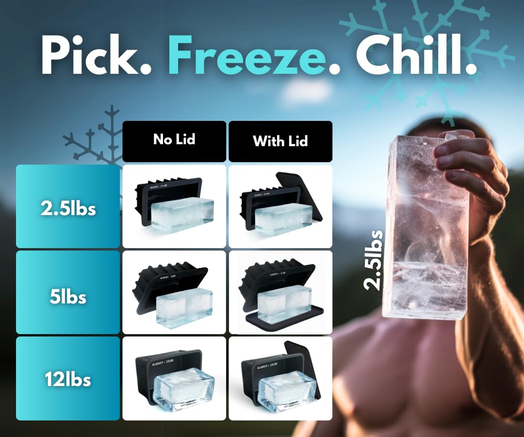 Alaskey® Giant Ice Block Mold 12 lbs (Single) | Create Perfect Reusable Ice Bricks | Professional Silicone Mold for Crafting Extra Large Ice Cubes, Ideal for Ice Baths, Coolers, Bartender Accessories