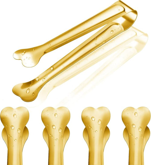 18 Pack Premium Small Serving Tongs, Mini Stainless Steel Appetizer Tongs 4.33Inch Gold