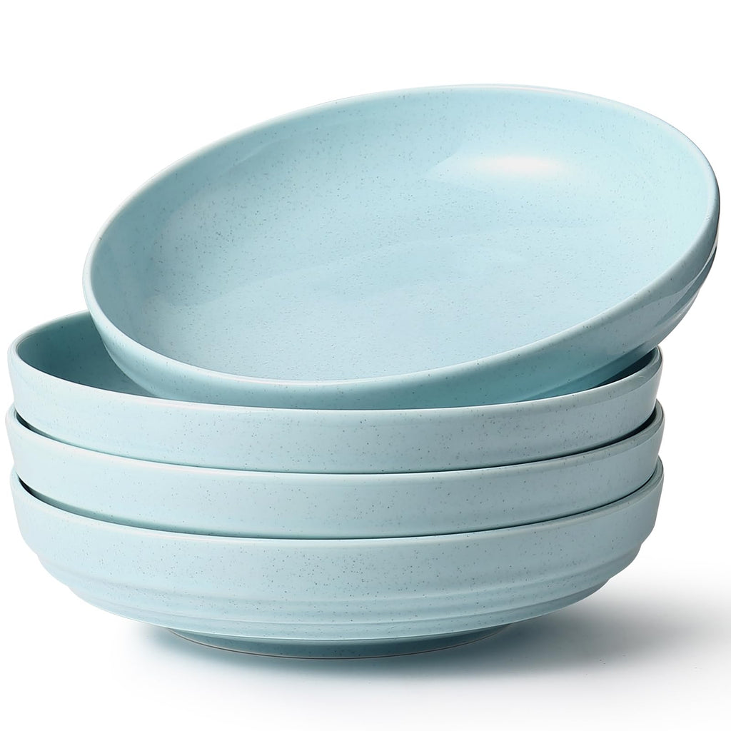 HAPPY KIT Stoneware 9'' Pasta Bowls 42oz Set of 4, Bronze Gray