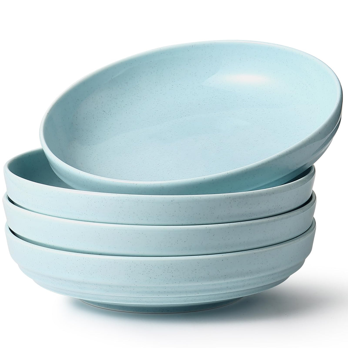HAPPY KIT Stoneware 9'' Pasta Bowls 42oz Set of 4, Bronze Gray